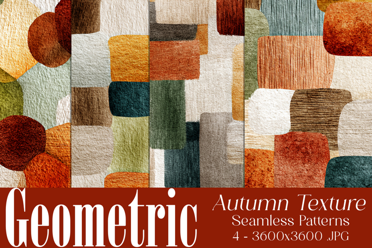 Autumn Seamless Patterns, Geometric Texture Fall Patterns 11