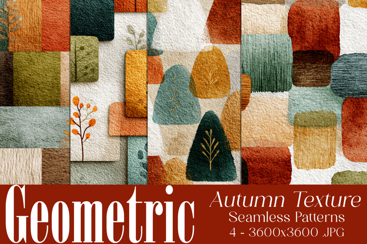 Autumn Seamless Patterns, Geometric Texture Fall Patterns 2