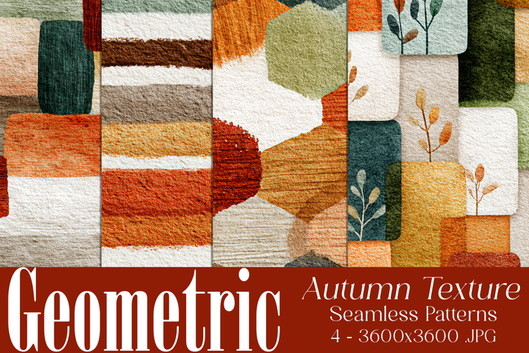 Autumn Seamless Patterns, Geometric Texture Fall Patterns 3