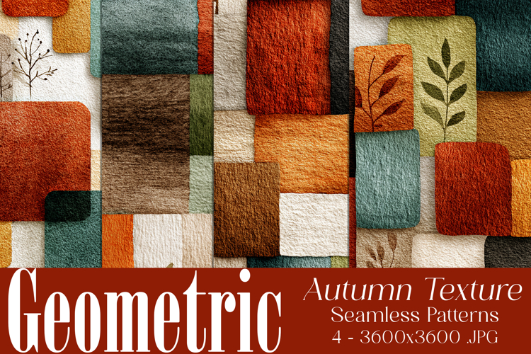 Autumn Seamless Patterns, Geometric Texture Fall Patterns 5
