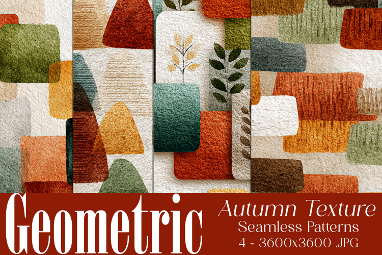Autumn Seamless Patterns, Geometric Texture Fall Patterns 6