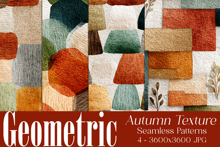 Autumn Seamless Patterns, Geometric Texture Fall Patterns 7