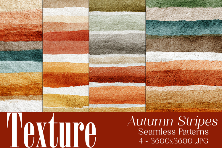 Autumn Seamless Patterns, Fall Texture Stripes Patterns 4