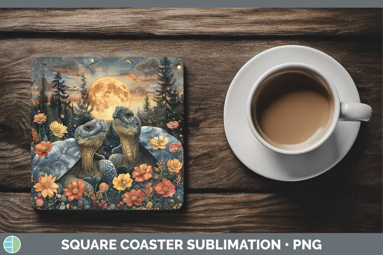 Autumn Tortoise Square Coaster Sublimation Coaster Designs