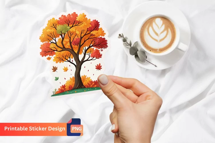 Autumn Tree Sticker, Seasonal Tree Sticker, Fall Sticker