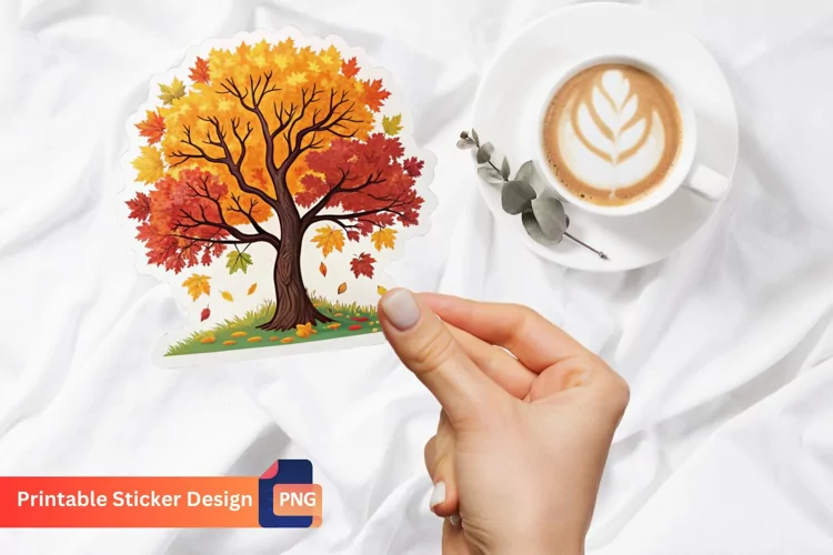 Autumn Tree Sticker, Seasonal Tree Sticker, Fall Sticker