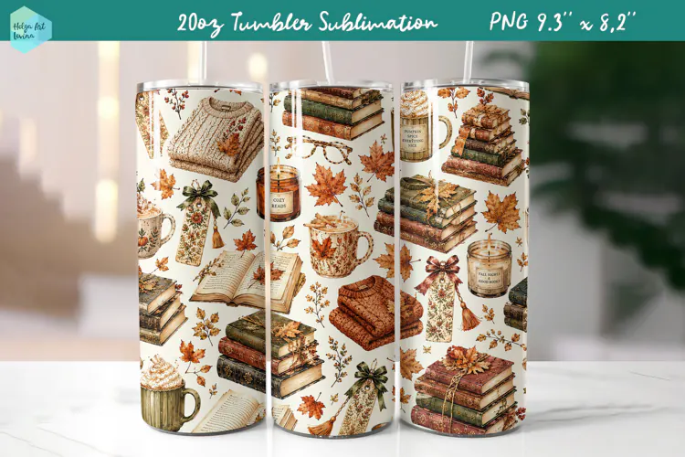 20 OZ Skinny Tumbler Sublimation | Cute Autumn