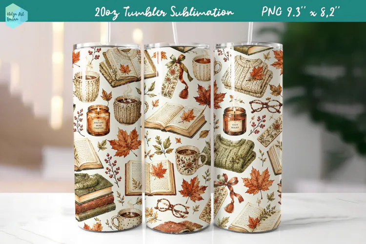 20 OZ Skinny Tumbler Sublimation | Cute Autumn