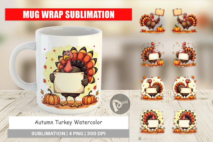 Autumn Turkey Mug Wrap