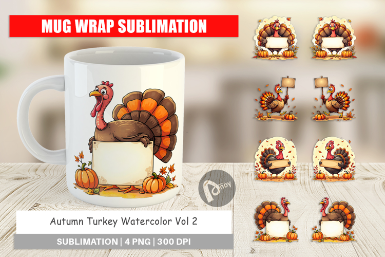 Autumn Turkey Mug Wrap