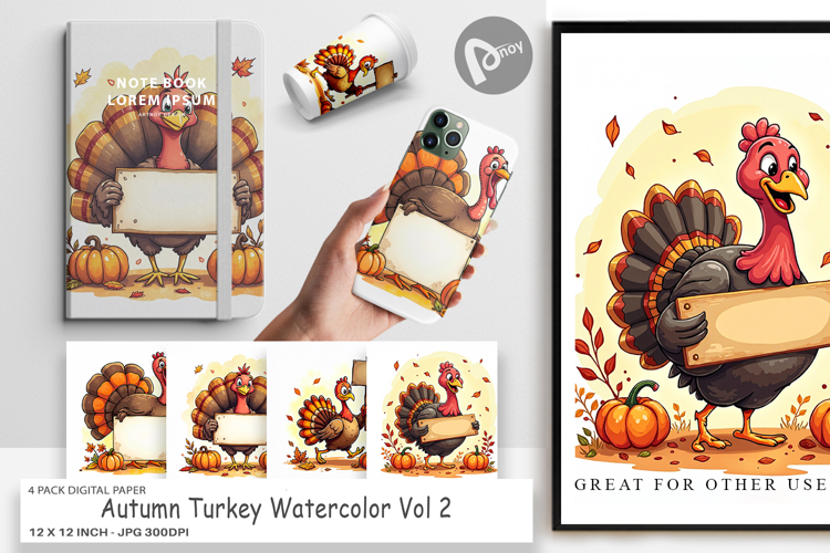 Autumn Turkey Digital Paper