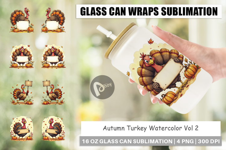 Autumn Turkey Glass Can
