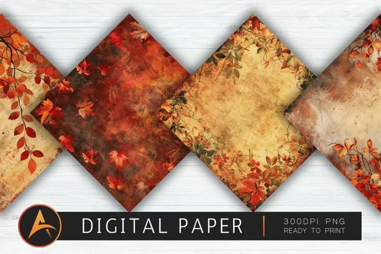 Autumn Wall Art Digital Paper Background