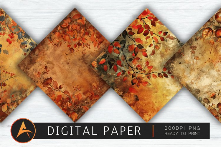 Autumn Wall Art Digital Paper Pattern example image 1