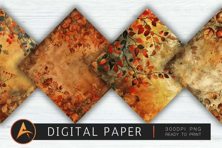 Autumn Wall Art Digital Paper Pattern