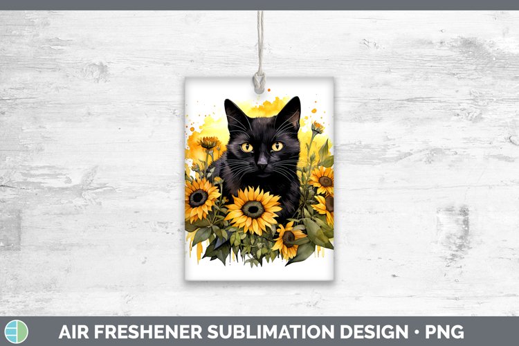 Autumn Watercolor Black Cat Air Freshener Sublimation Car Fr