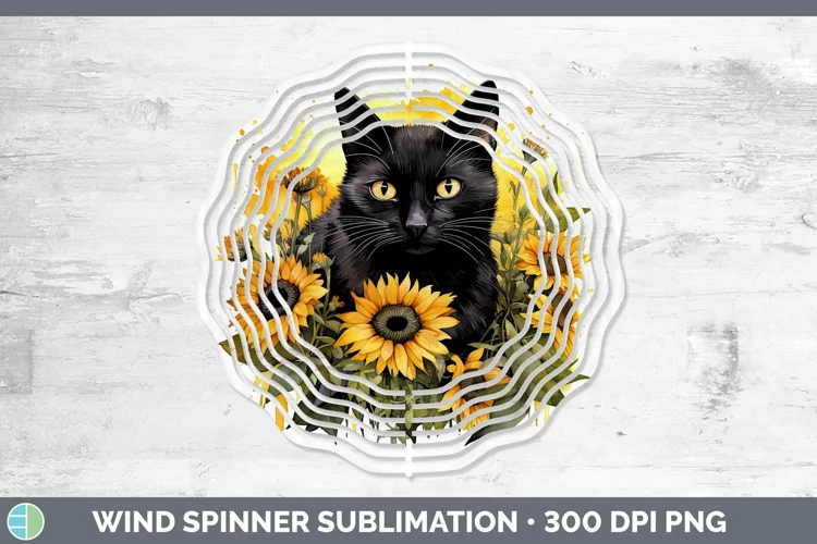 Autumn Watercolor Black Cat Wind Spinner Sublimation Spinner