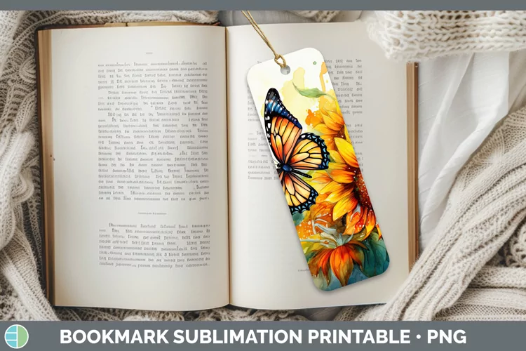 Autumn Watercolor Butterfly Bookmark Sublimation Printable D