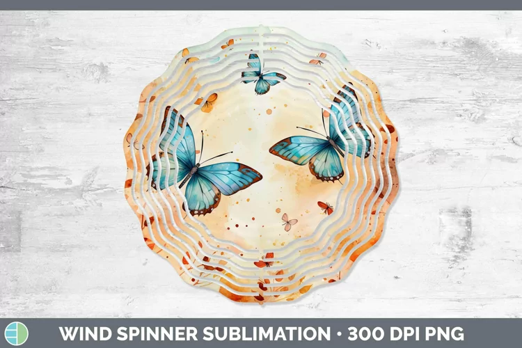 Autumn Watercolor Butterfly Wind Spinner Sublimation Spinner