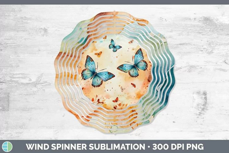 Autumn Watercolor Butterfly Wind Spinner Sublimation Spinner