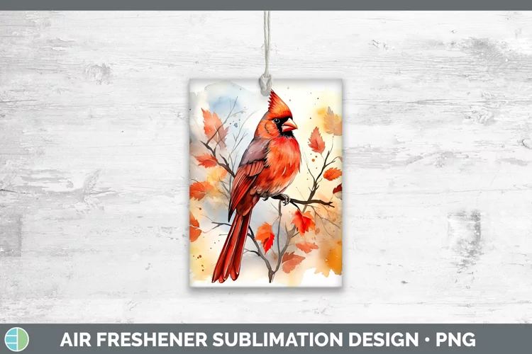 Autumn Watercolor Cardinal Air Freshener Sublimation Car Fre