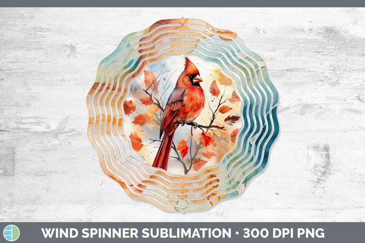 Autumn Watercolor Cardinal Wind Spinner Sublimation Spinner
