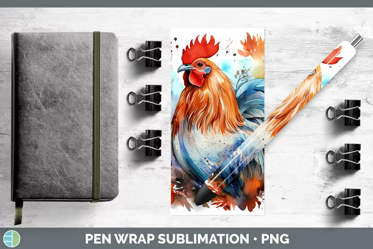 Autumn Watercolor Chicken Pen Wrap Sublimation Epoxy Pen Des