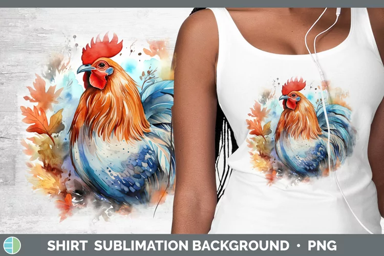 Autumn Watercolor Chicken Shirt Sublimation Sublimation Back