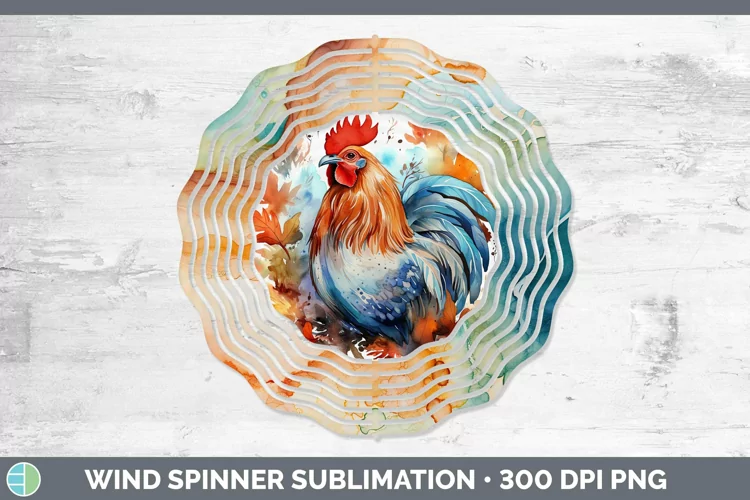 Autumn Watercolor Chicken Wind Spinner Sublimation Spinner D