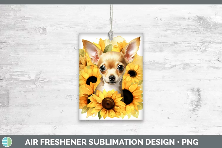 Autumn Watercolor Chihuahua Air Freshener Sublimation Car Fr