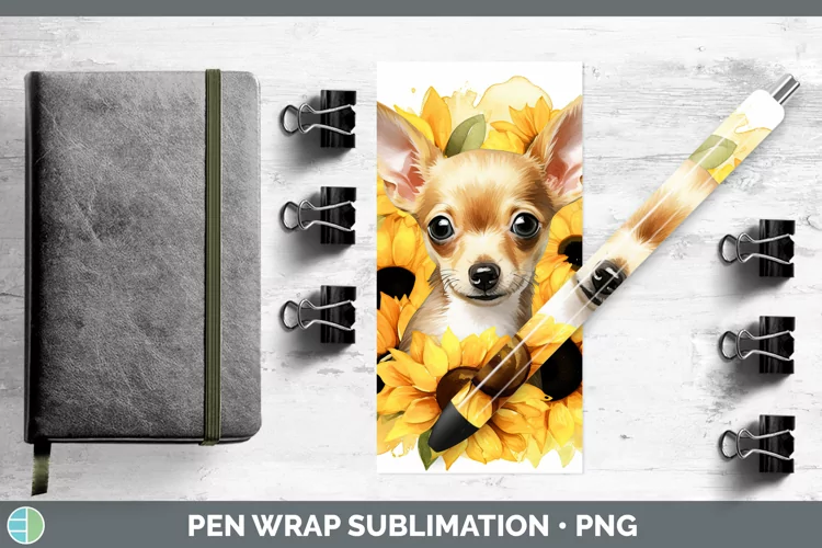 Autumn Watercolor Chihuahua Pen Wrap Sublimation Epoxy Pen D