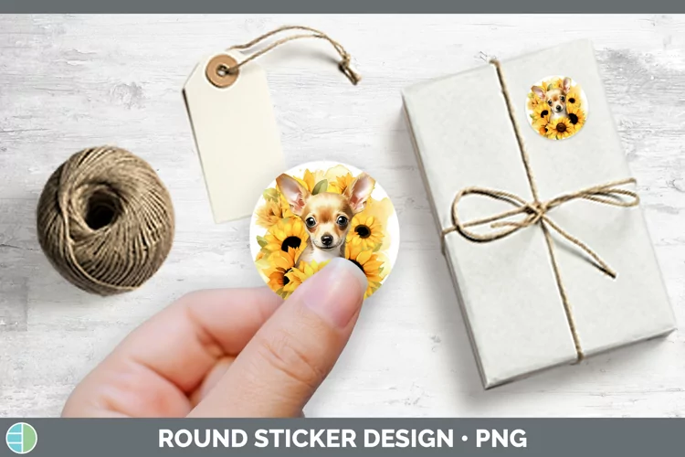 Autumn Watercolor Chihuahua Stickers | Round Labels Designs