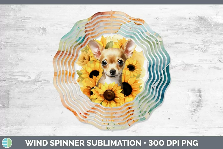 Autumn Watercolor Chihuahua Wind Spinner Sublimation Spinner