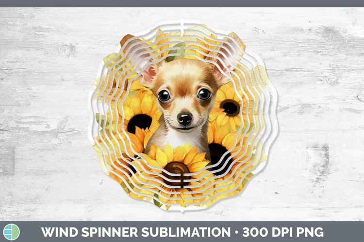 Autumn Watercolor Chihuahua Wind Spinner Sublimation Spinner