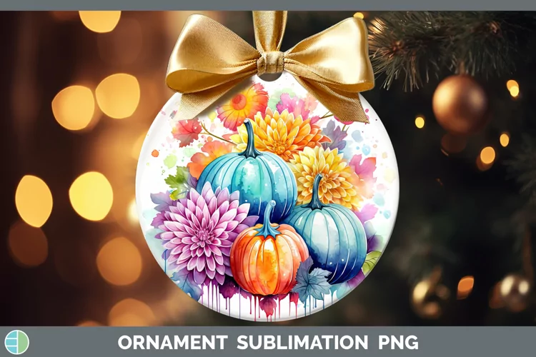 Autumn Watercolor Chrysanthemums Ornament Sublimation Bauble