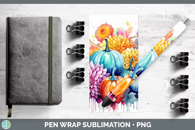 Autumn Watercolor Chrysanthemums Pen Wrap Sublimation Epoxy