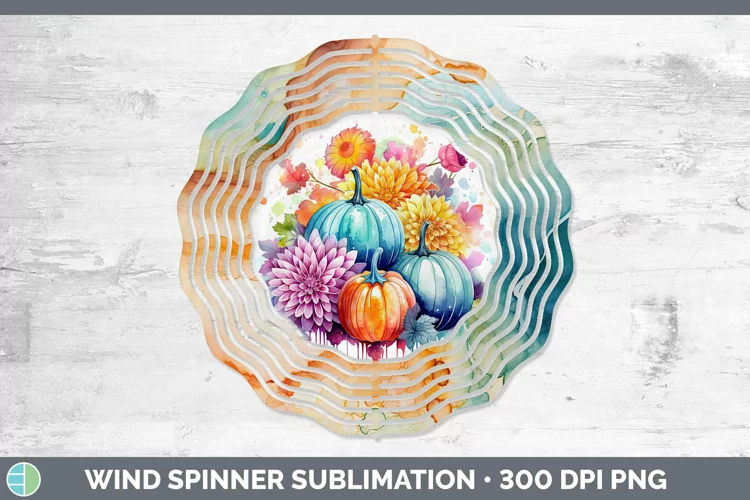 Autumn Watercolor Chrysanthemums Wind Spinner Sublimation Sp