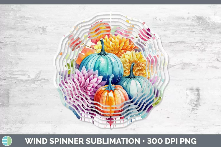 Autumn Watercolor Chrysanthemums Wind Spinner Sublimation Sp