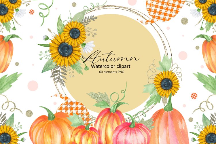 Watercolor pumpkin clipart | Fall Pumpkin Sublimation example image 1