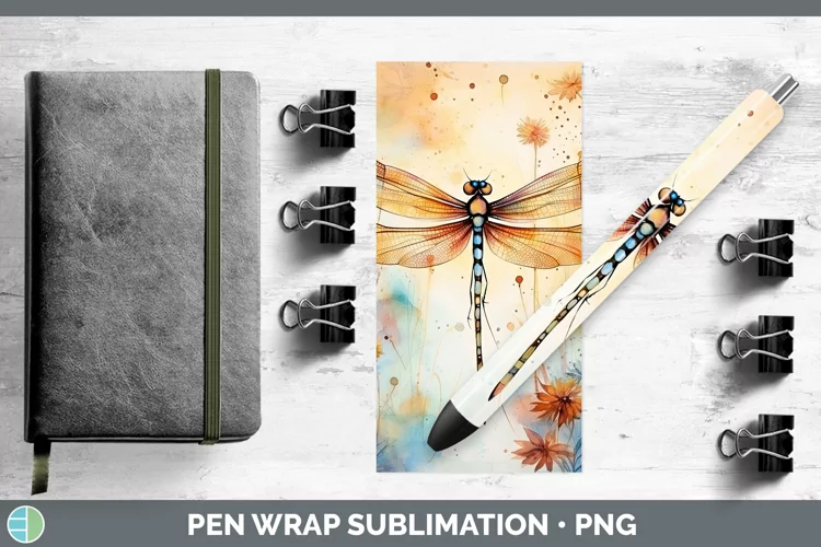 Autumn Watercolor Dragonfly Pen Wrap Sublimation Epoxy Pen D