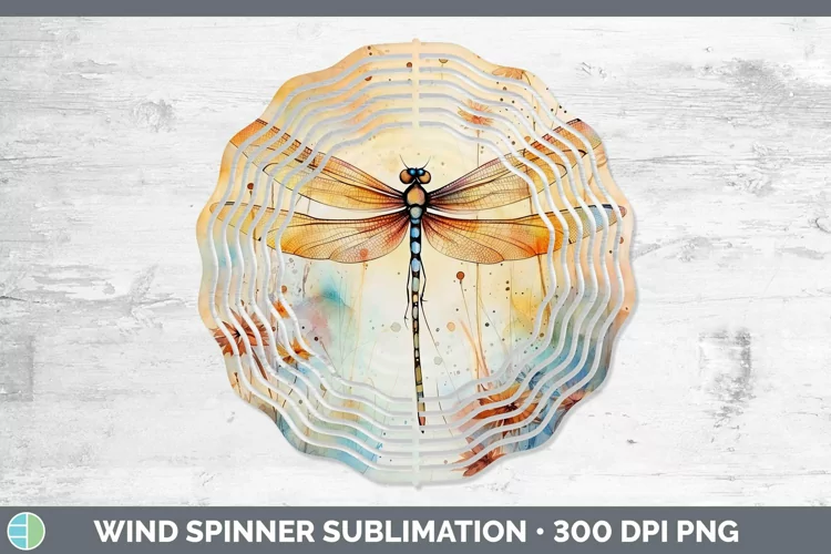 Autumn Watercolor Dragonfly Wind Spinner Sublimation Spinner