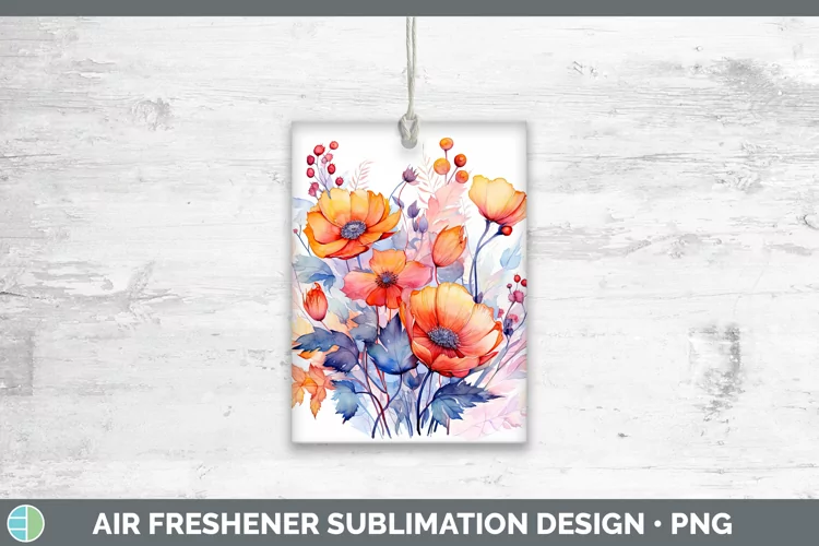 Autumn Watercolor Flowers Air Freshener Sublimation Car Fres