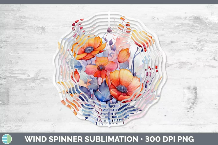Autumn Watercolor Flowers Wind Spinner Sublimation Spinner D