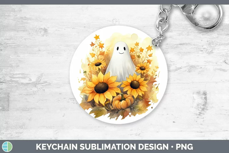 Autumn Watercolor Ghost Keychain Sublimation Keyring Designs