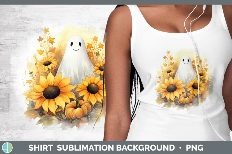 Autumn Watercolor Ghost Shirt Sublimation Sublimation Backgr