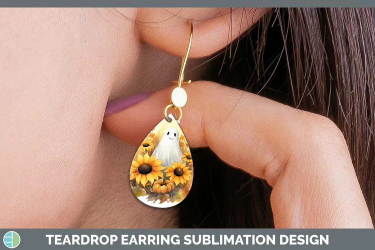 Autumn Watercolor Ghost Teardrop Earrings Sublimation Earrin