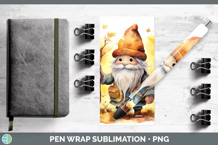 Autumn Watercolor Gnomes Pen Wrap Sublimation Epoxy Pen Desi