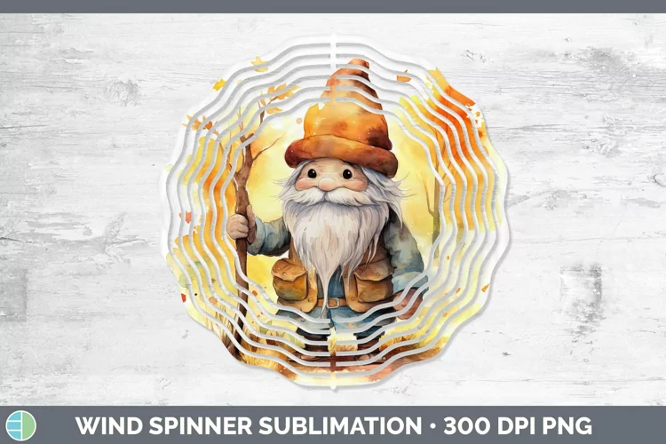 Autumn Watercolor Gnomes Wind Spinner Sublimation Spinner De