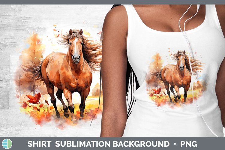 Autumn Watercolor Horse Shirt Sublimation Sublimation Backgr