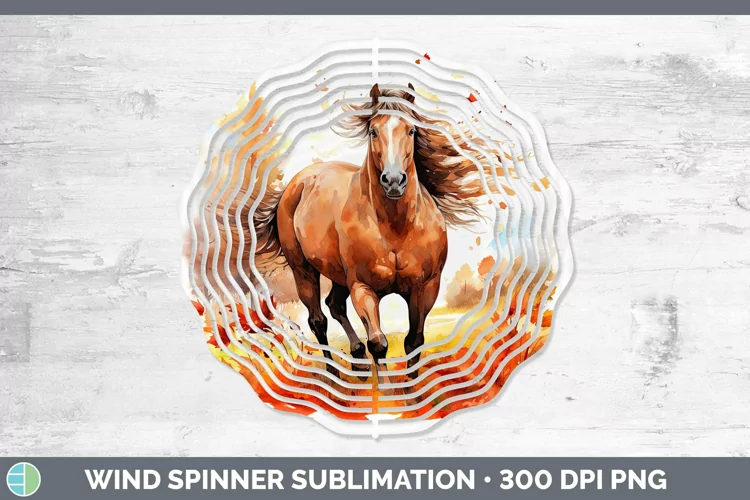 Autumn Watercolor Horse Wind Spinner Sublimation Spinner Des